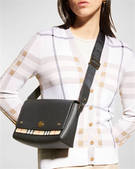 burberry note medium vintage check leather crossbody bag|burberry check note crossbody strap.